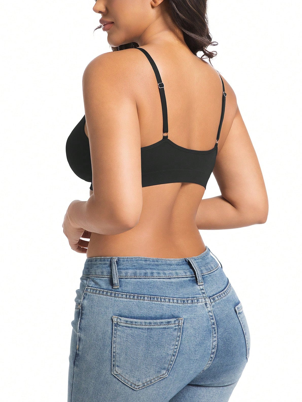 Solid Color Sexy Front Hook-and-Closure Bust Support Elastic Suspender Wire-Free Bra