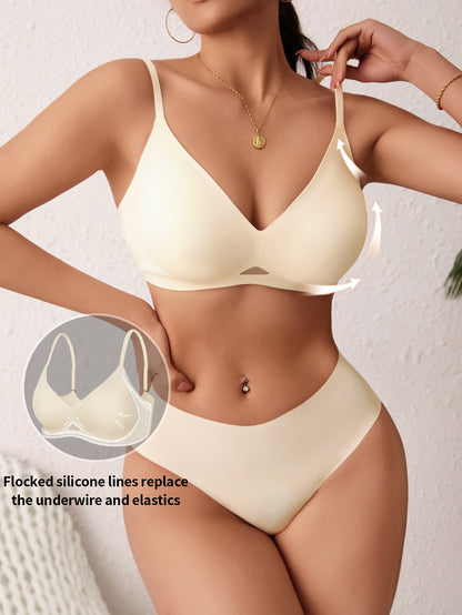 One-piece Seamless Wireless Push Up Adjustable Bra Set