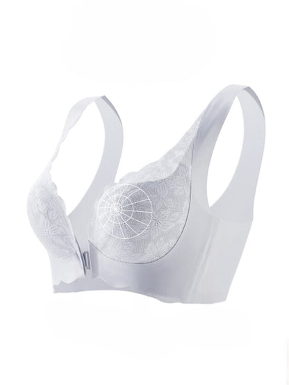 Sexy Lace Front Closure Gathered Wireless Seamless Bra