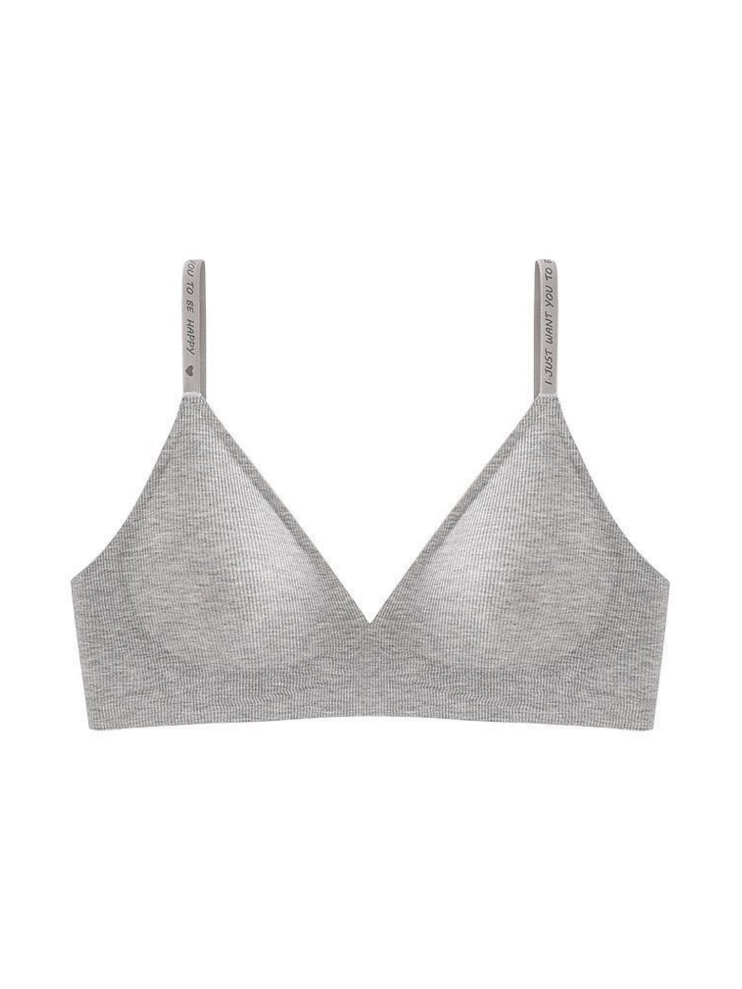 Deep V Push-up Sexy Wireless Bra Grey