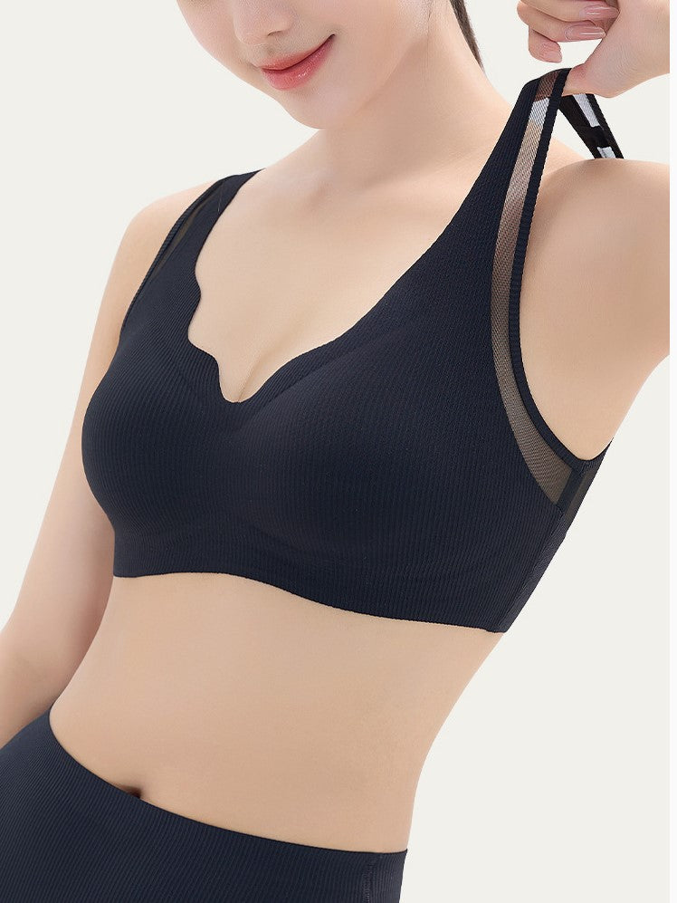 French Romantic Vest Mesh Splicing All-match Breathable Seamless Bra