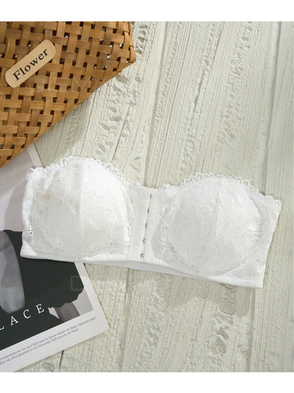 Lace Front Closure Strapless Gathered Non-slip Comfortable Breathable Beautiful Back Bra