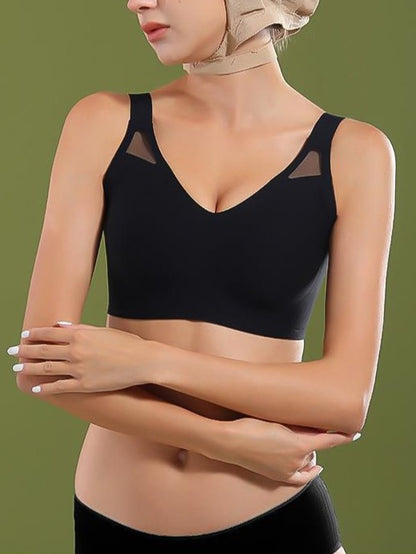 Seamless Fixed Cup Wireless Push-up Bra Black