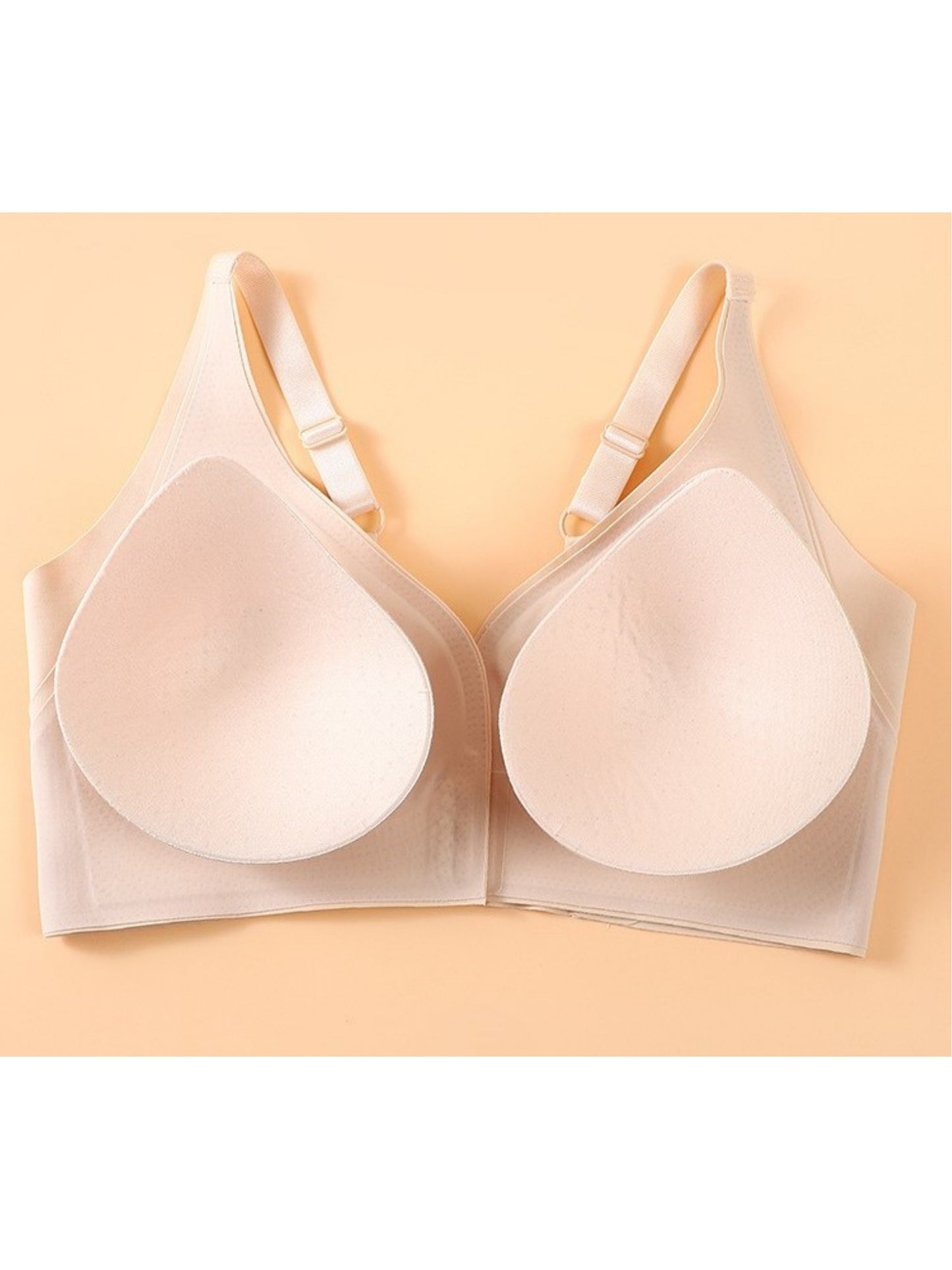 Front Closure Adjustable Seamless Push-up Bra Beige