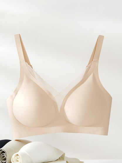 Deep V Mesh Seamless Push-up Without Steel Ring To Prevent Sagging Bra Ivory