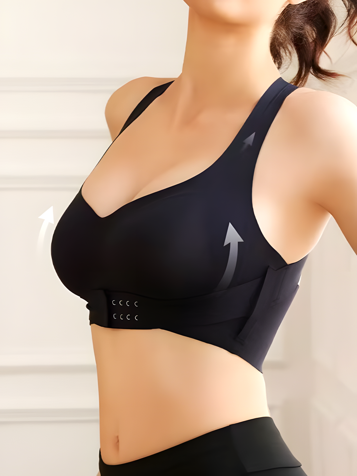 Sports gather seamless breathable lifting anti-sagging bra Black