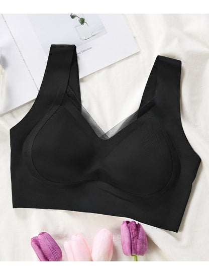 Solid Color Soft Lace Seamless Wireless Bra