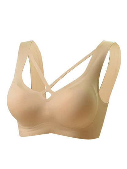 Nude Jelly Strip Support Breathable Comfort Seamless Bra Beige