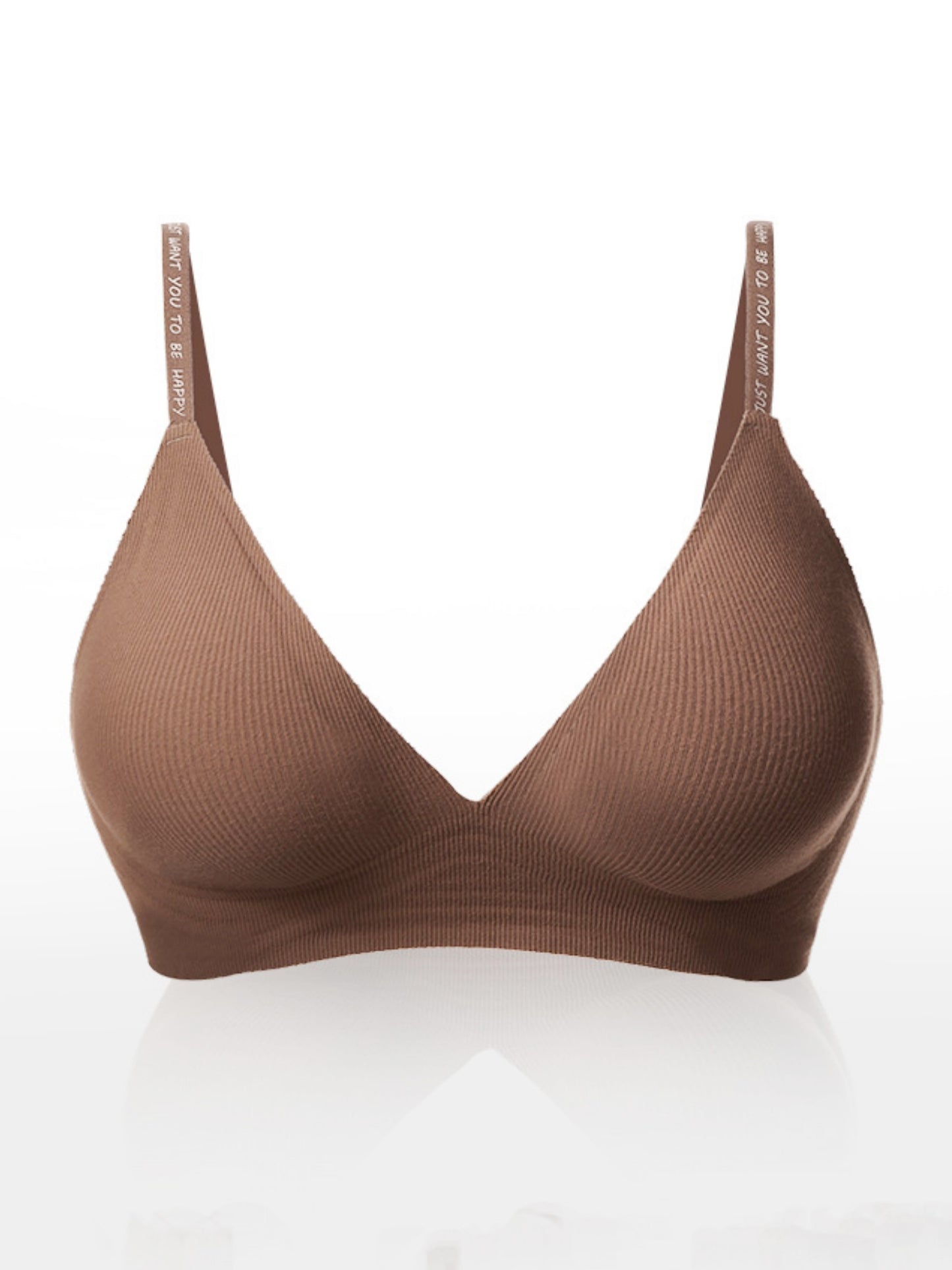 Deep V Push-up Sexy Wireless Bra Brown