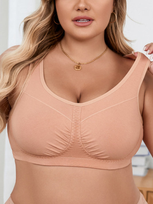 Breathable Wireless Bra Back Close Wide Strap Pink