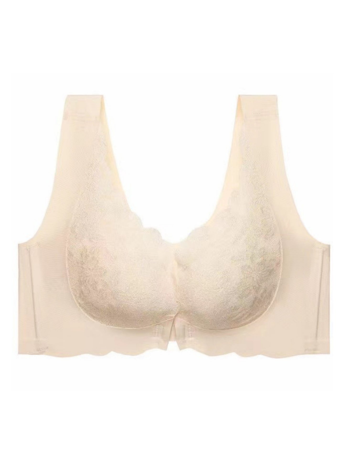 Sexy Lace Front Closure Gathered Wireless Seamless Bra