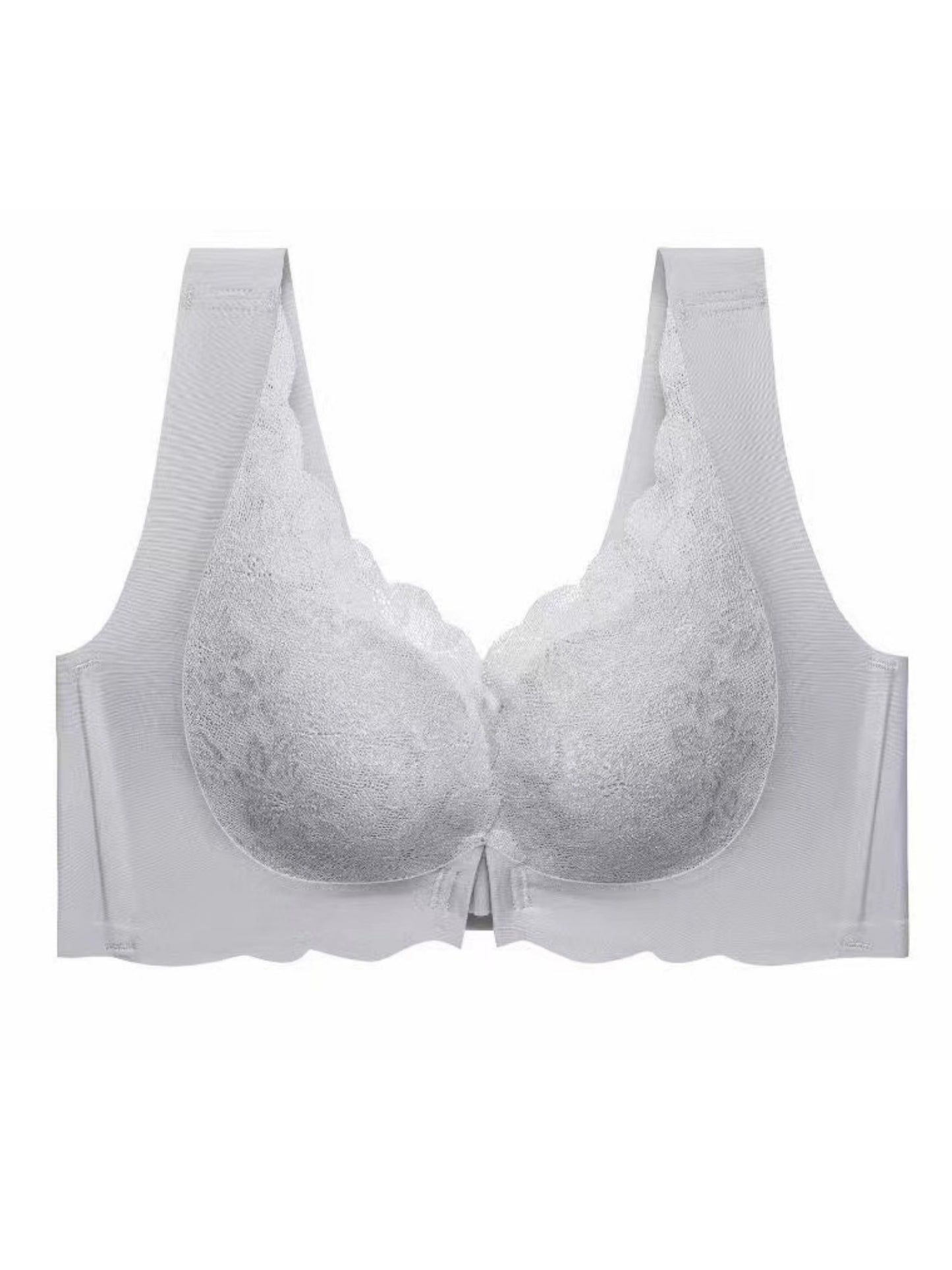 Sexy Lace Front Closure Gathered Wireless Seamless Bra