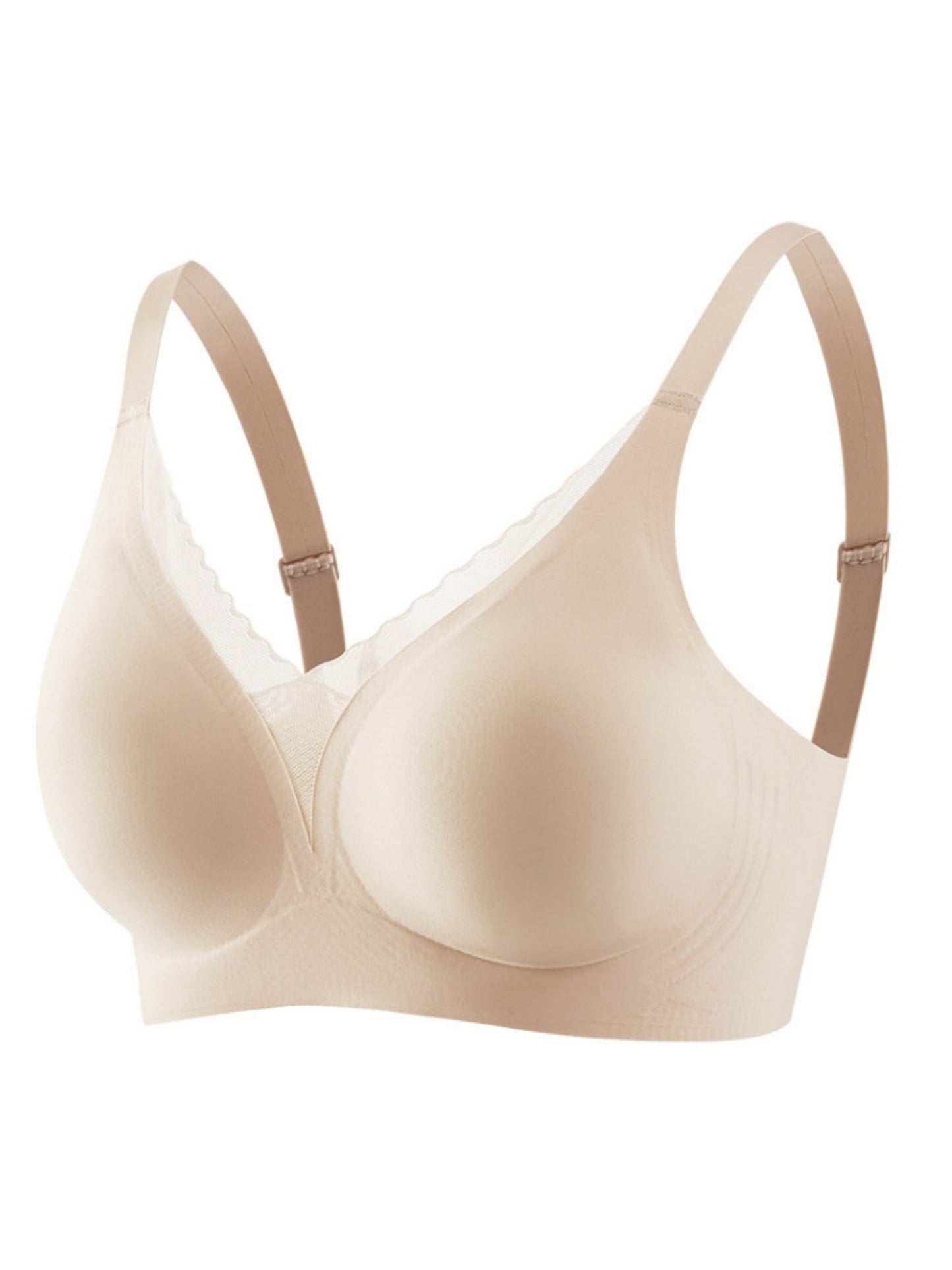 Deep V Mesh Seamless Push-up Without Steel Ring To Prevent Sagging Bra Ivory