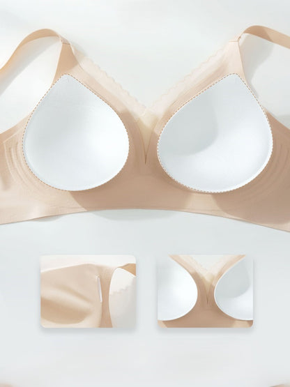 Deep V Mesh Seamless Push-up Without Steel Ring To Prevent Sagging Bra Ivory