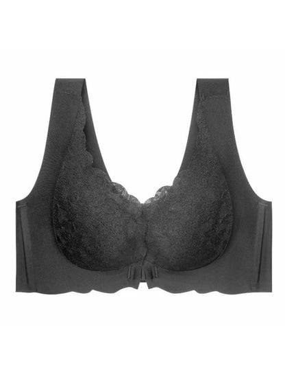 Sexy Lace Front Closure Gathered Wireless Seamless Bra