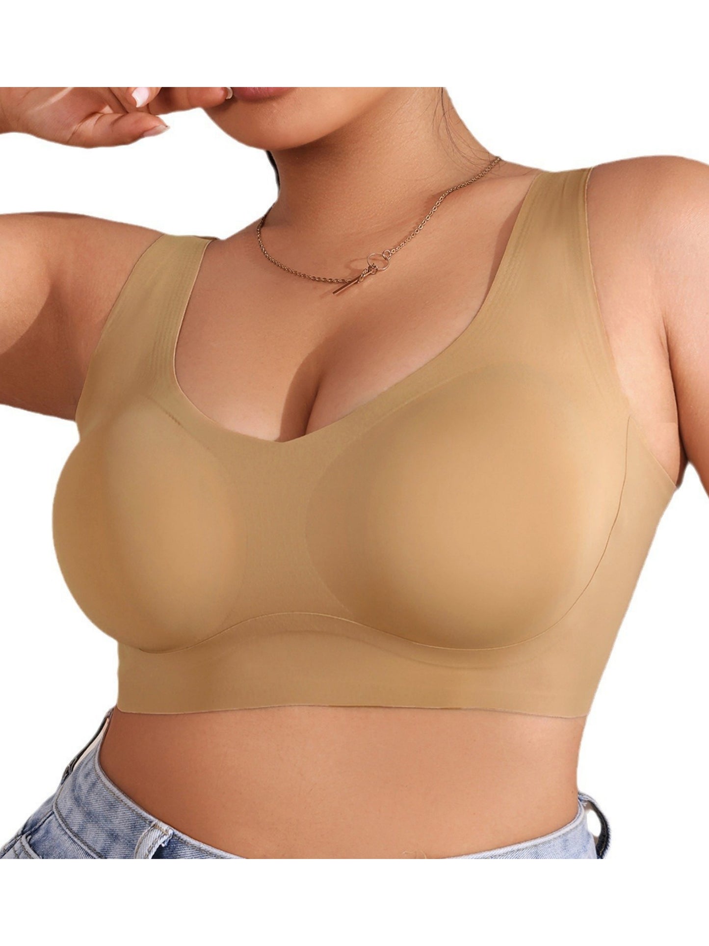 Solid Color Breathable Push-up Breast-control & Anti-sagging Seamless Bra