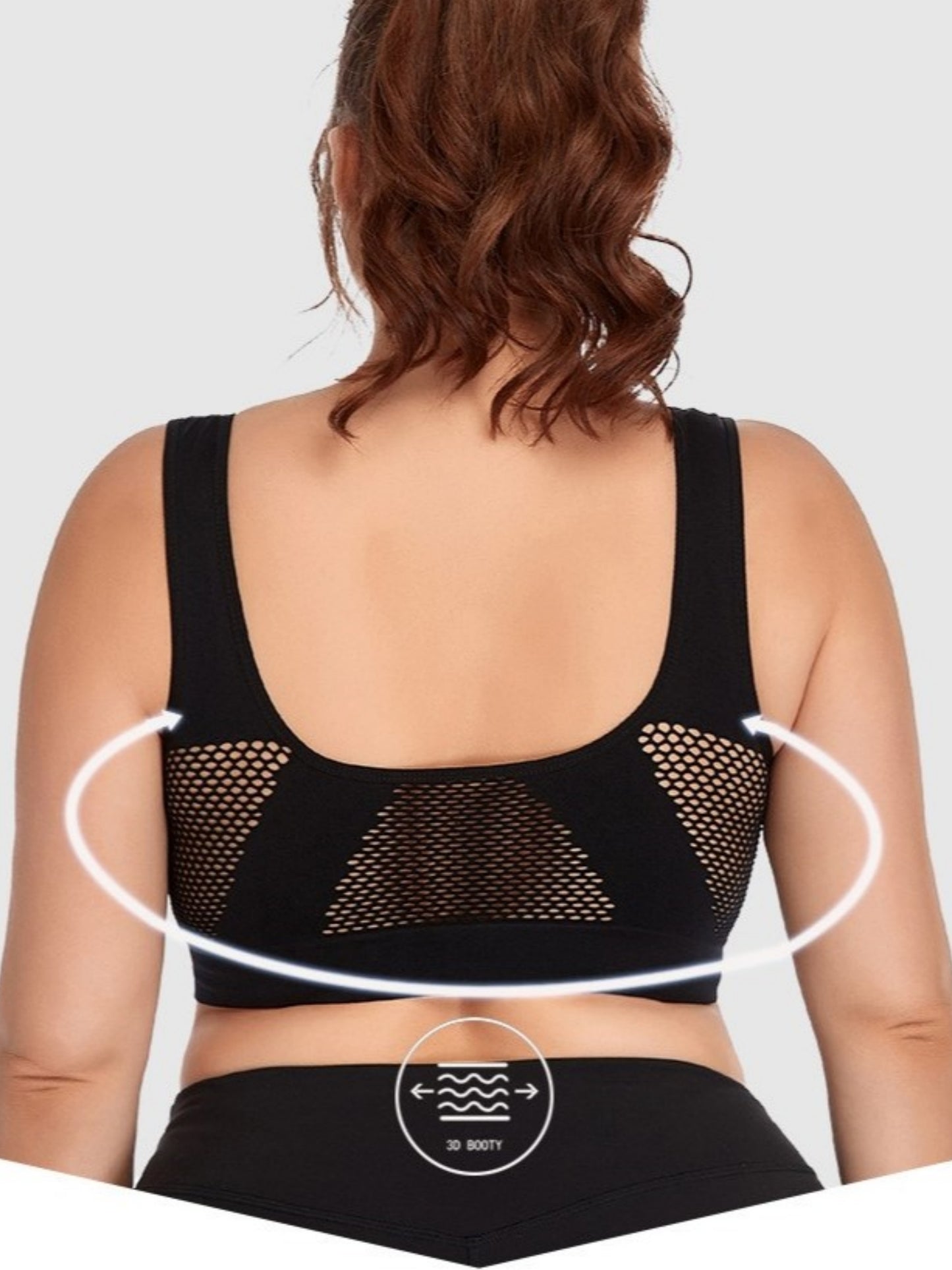 Wireless Hollow Mesh Sports Yoga Bra Black