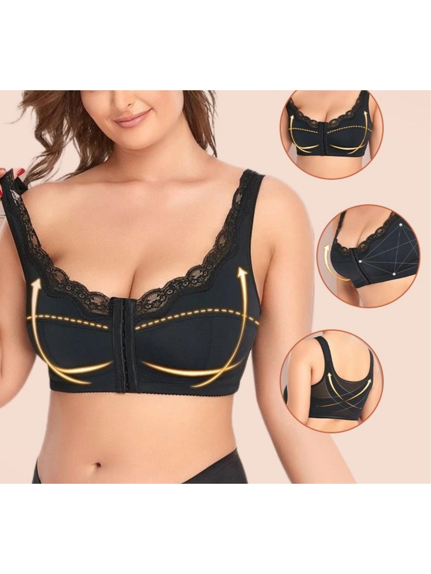 Lace Vest-style Push Up Wireless Bra Plus Size