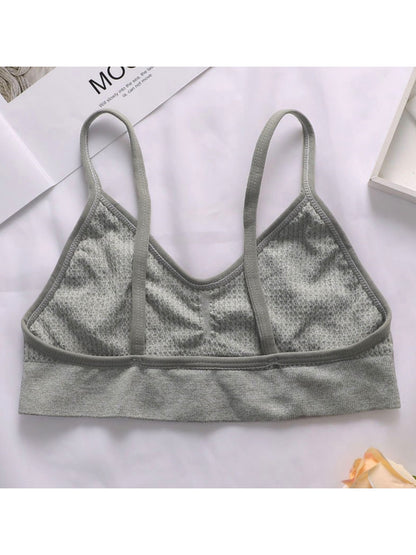 Simple Solid Wireless Bra, Comfy & Breathable Intimates Bra Gray