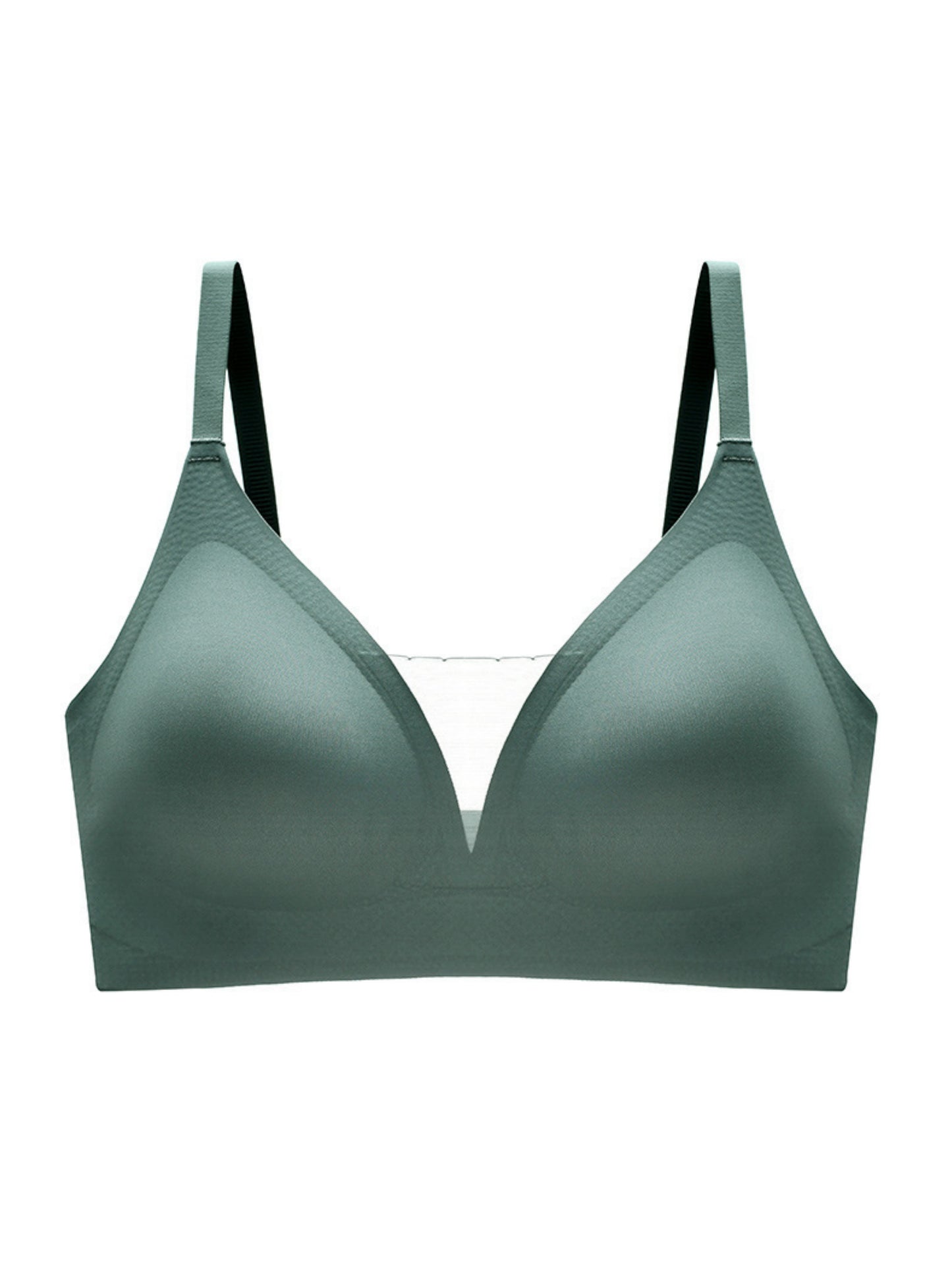 V-neck Push-up Comfortable Seamless Wireless Bra SeaGreen