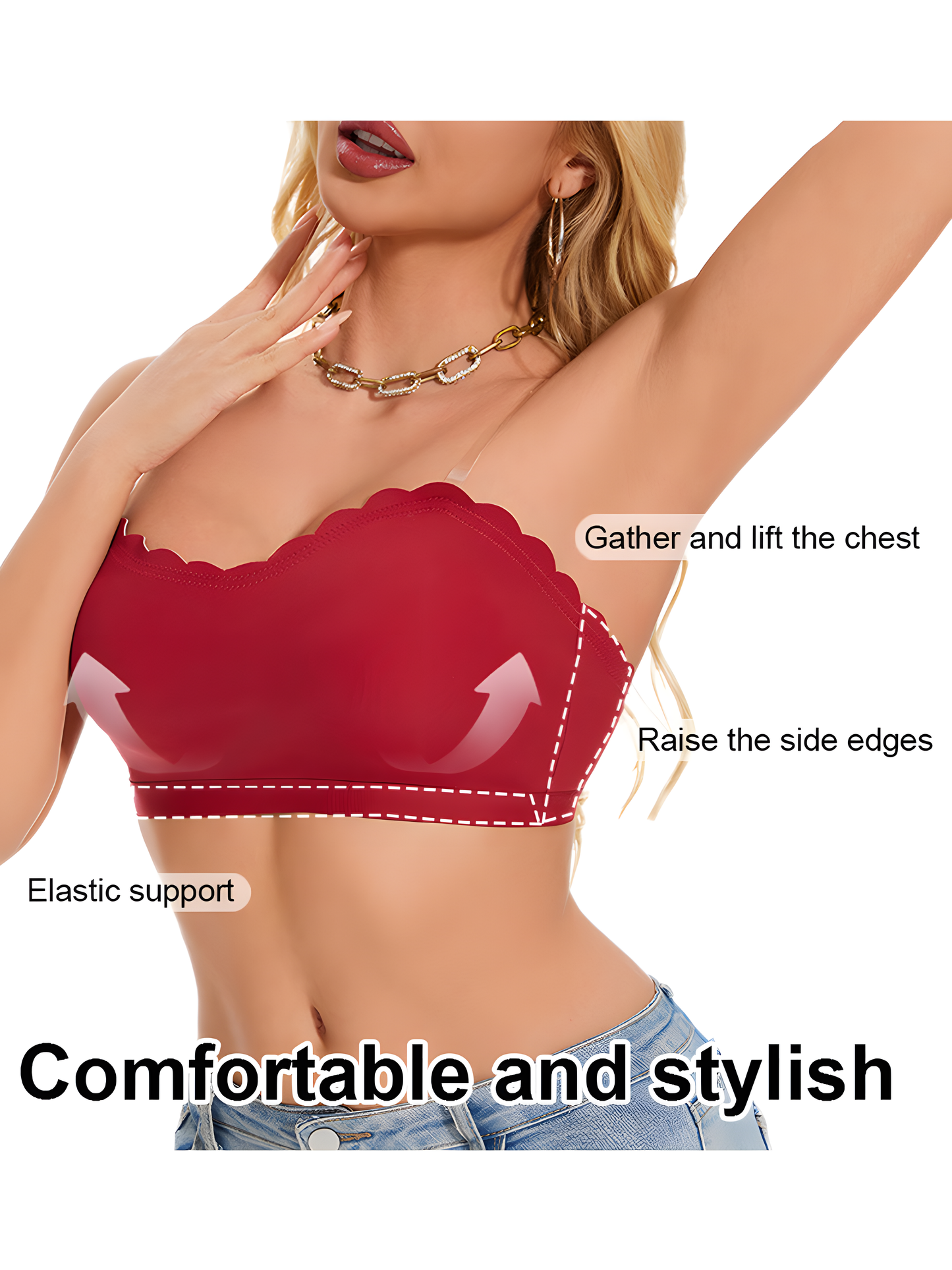 Sexy Strapless Buttoned Push-Up Anti-Slip Bra for Women