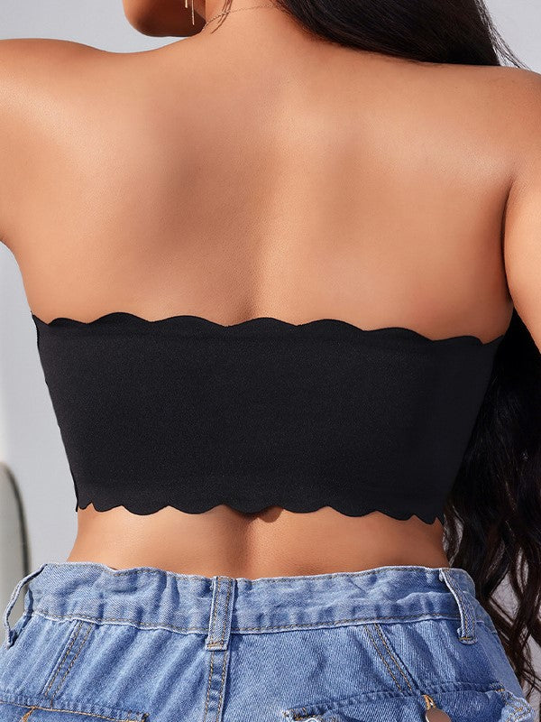 Sexy wave edge breathable non-slip steel ring seamless tube top bra