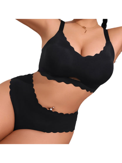 Ice Silk Seamless Breathable Push-up Bra Set Large Size