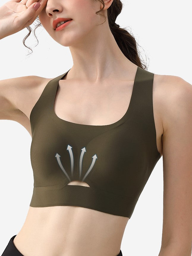 Vest-style Seamless Back Hollow Wireless Sports Bra