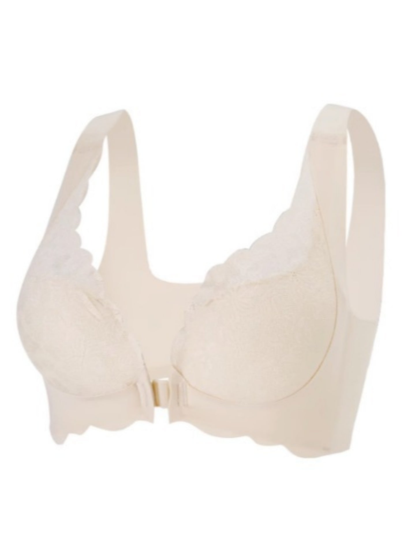 Sexy Lace Front Closure Gathered Wireless Seamless Bra