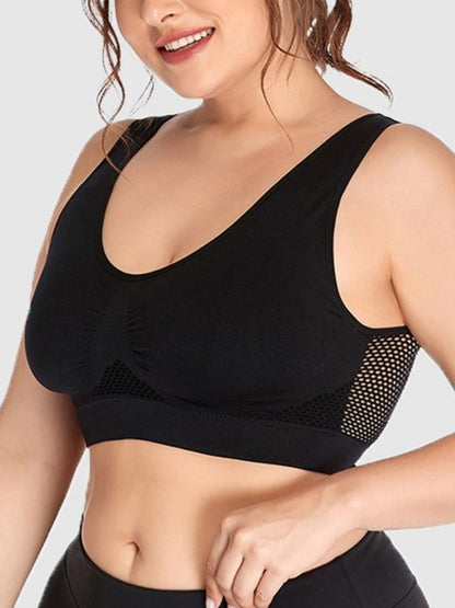 Wireless Hollow Mesh Sports Yoga Bra Black