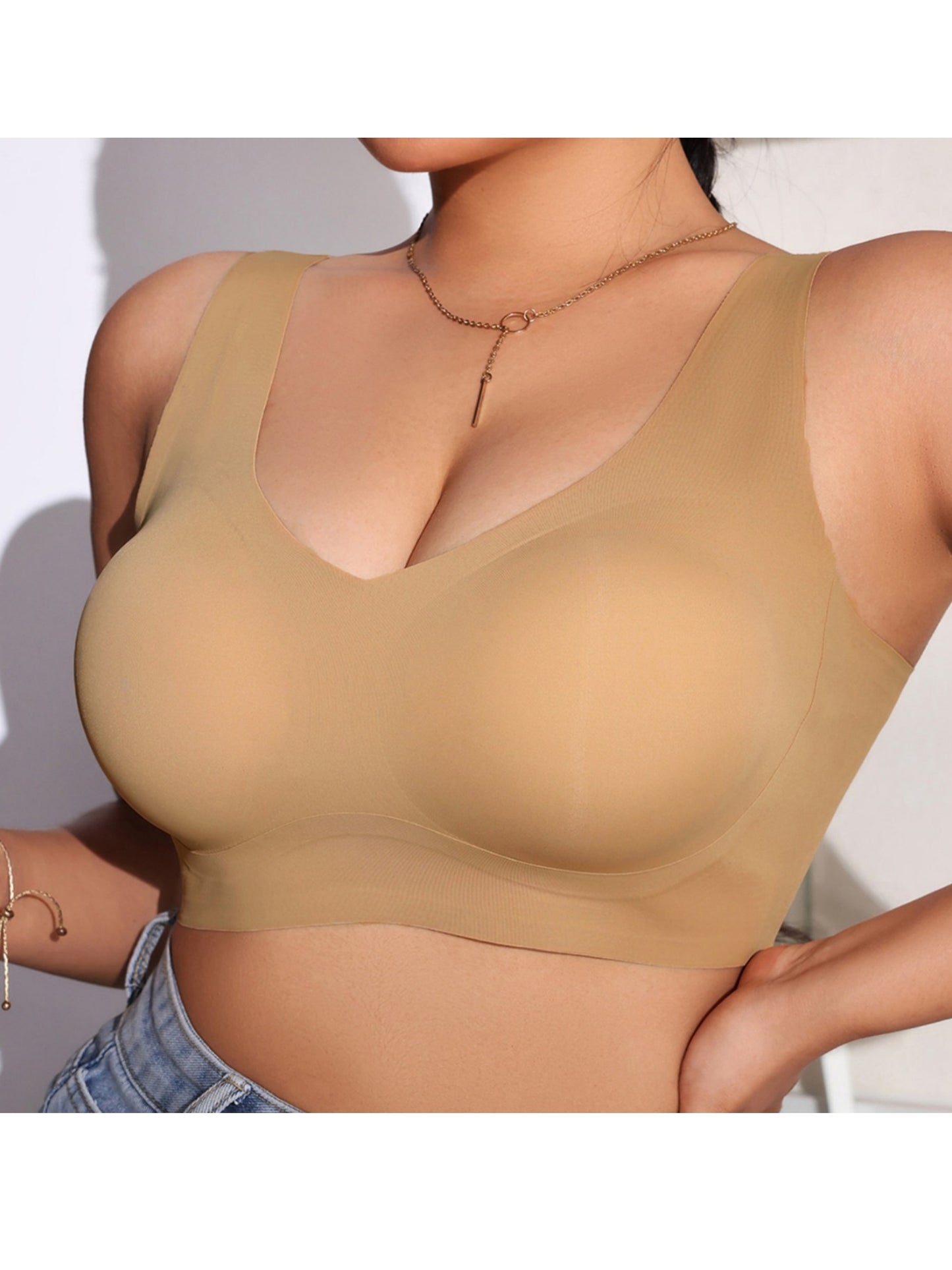 Solid Color Breathable Push-up Breast-control & Anti-sagging Seamless Bra