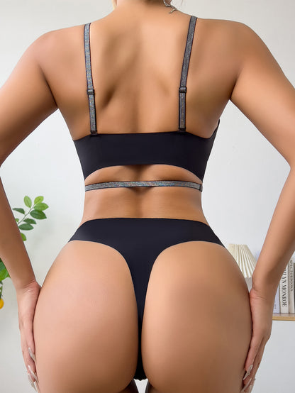 Sexy Front Closure Seamless Breathable Bra Thong Set