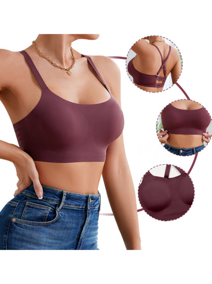 Sexy Letter Shoulder Straps Gather Seamless Breathable Wireless Bra