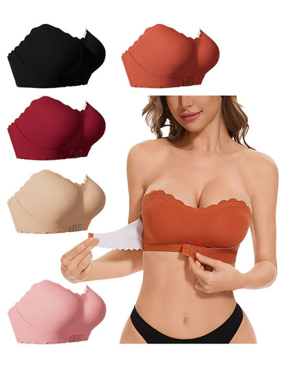 Front buckle push-up strapless invisible women's bra