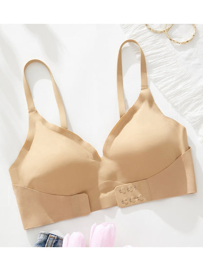 Front Closure Side-collecting Push-up Adjustable Seamless Wireless Bra