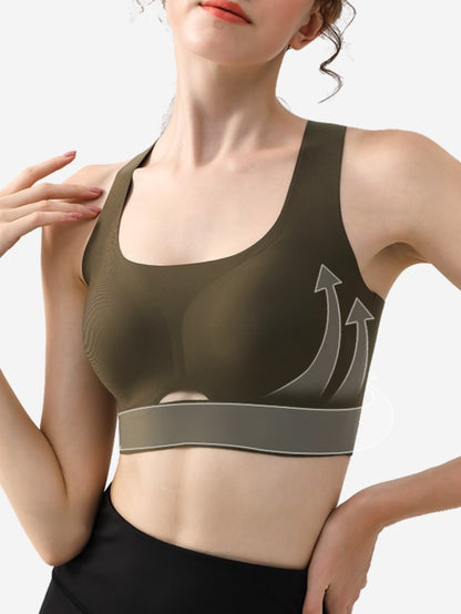 Vest-style Seamless Back Hollow Wireless Sports Bra