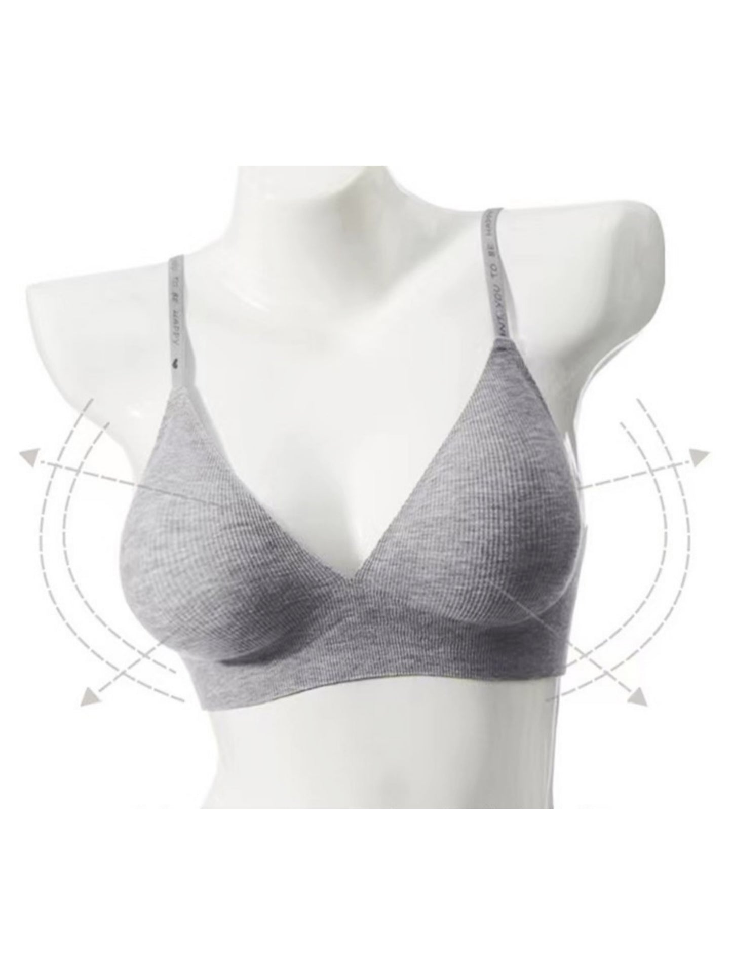 Deep V Push-up Sexy Wireless Bra Grey