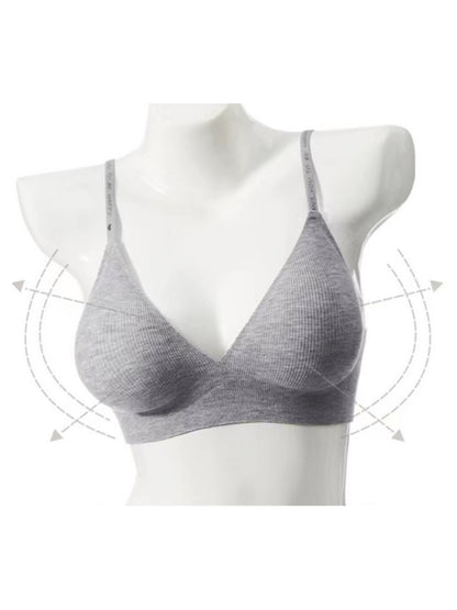 Deep V Push-up Sexy Wireless Bra Grey