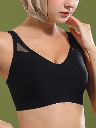 Seamless Fixed Cup Wireless Push-up Bra Black