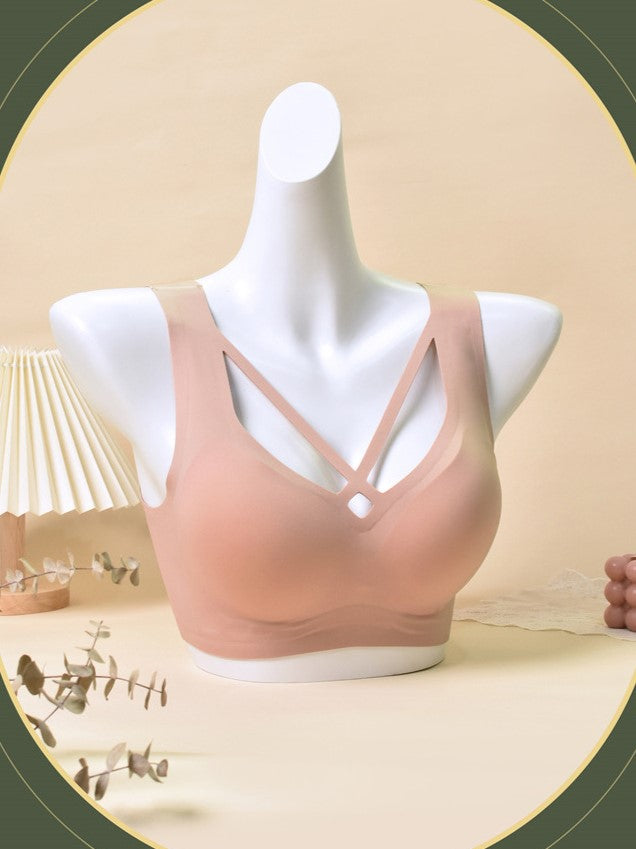 Nude Jelly Strip Support Breathable Comfort Seamless Bra Pink