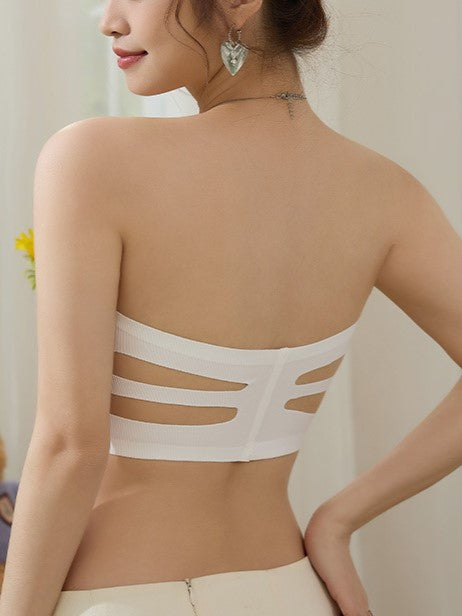 Women's Apricot-Colored Seamless Backless Bra White