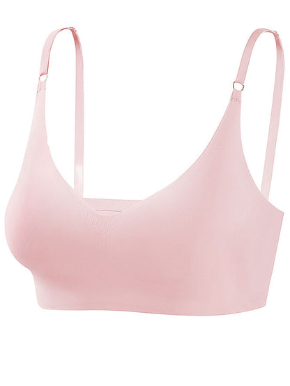 Low Back Seamless Push-up Wireless Bra Pink