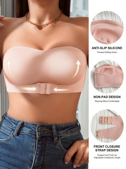 Sexy Front Clasp Shaping and Lifting Wireless Breathable Bra Pink