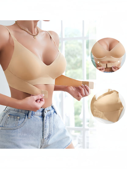 Front Closure Side-collecting Push-up Adjustable Seamless Wireless Bra