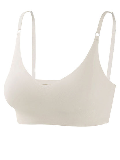 Low Back Seamless Push-up Wireless Bra White