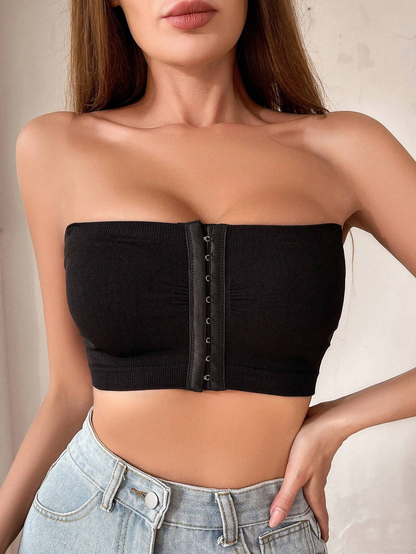 Women's Front Closure Strapless Bra Black