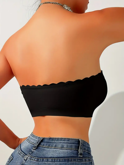 Front Closure Wireless Strapless Bra Black