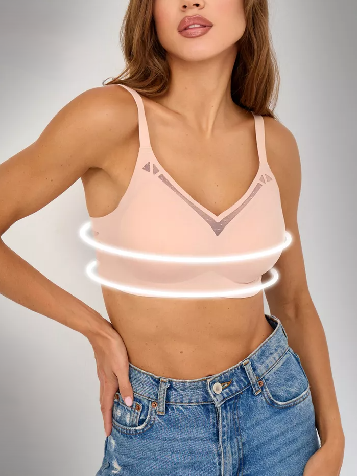 Beautiful Back Push-up Anti-sagging Side Breasts Seamless Wireless Bra Pink