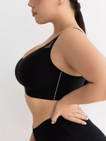 Seamless Fixed Cup Wireless Push-up Bra Black