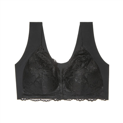 Lace Seamless Wirefree Push-up Pus size Full Coverage Bra Black